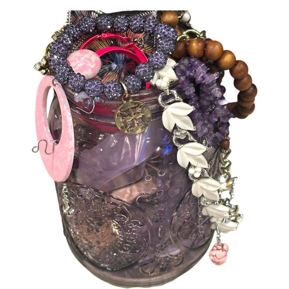 Estate Jewlery  purple mason jar. Mixed lot mystery Purple and Gold. Craftable - Picture 7 of 15
